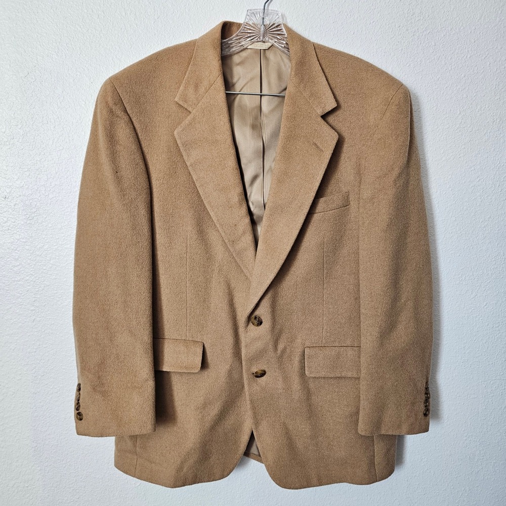Meeting Street Mens 40R 100% Camel Hair Blazer Sport Coat Tan Made in USA Vtg
